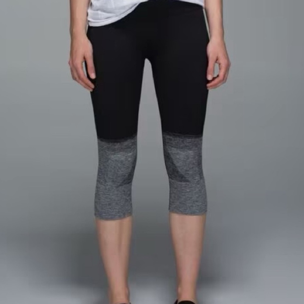 lululemon Seemlessly Street Crop Leggings Black and Gray Ombré, Size 6